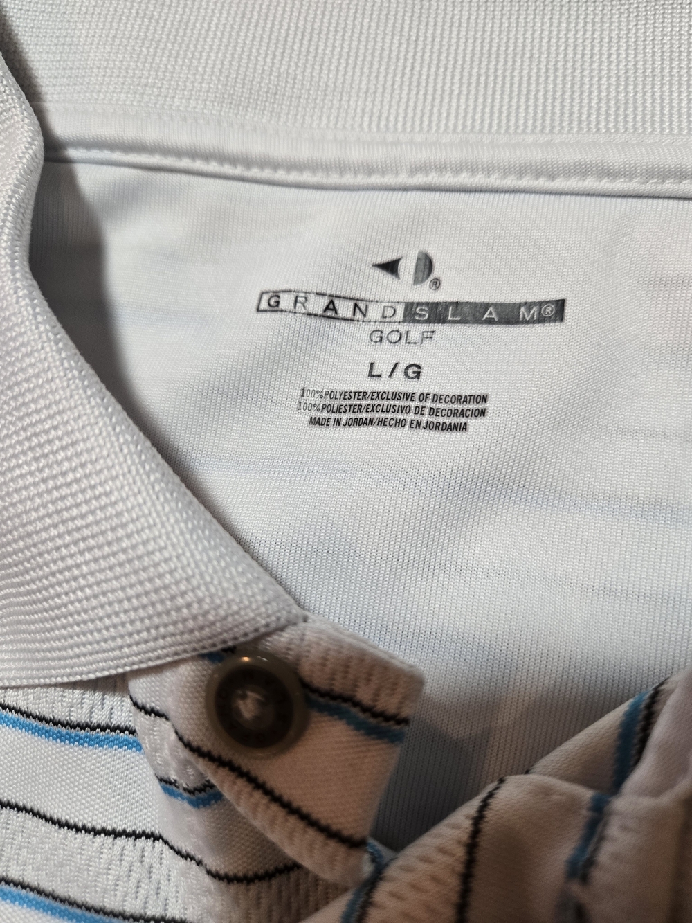 Vintage Grand Slam Golf Polo - White with Blue & Black Stripes